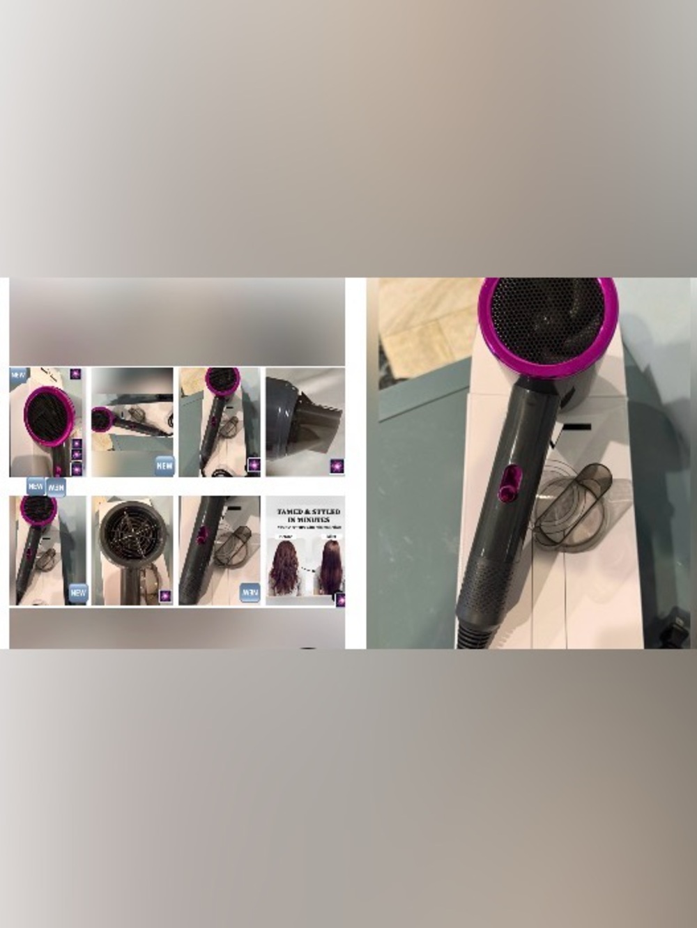 EV Hair Dryer Gray Magenta Women’s Styling Tool NEW